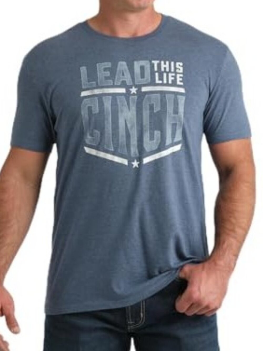 Cinch Men's Small Short Sleeve Lead This Life Graphic T-Shirt Blue